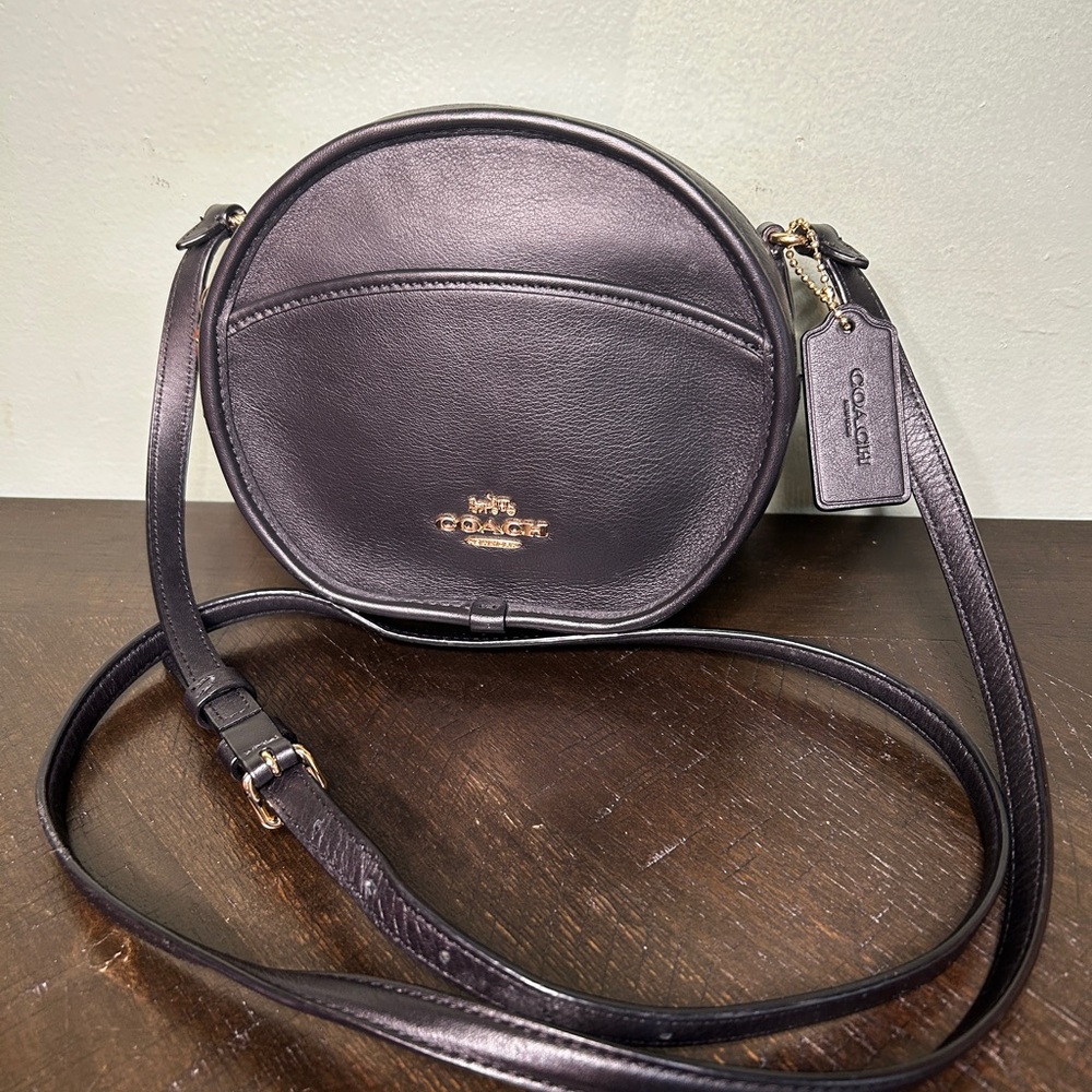 Coach Round Black Leather Crossbody Bag